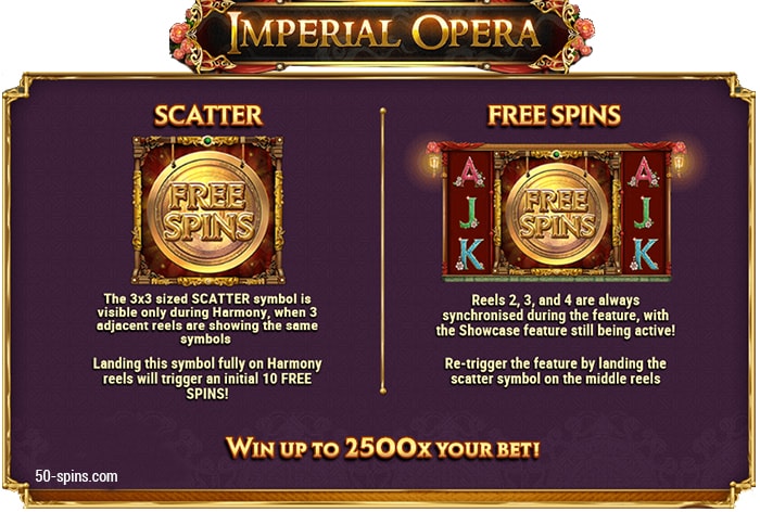 Scatter and Free spins in Imperial Opera slot machine.