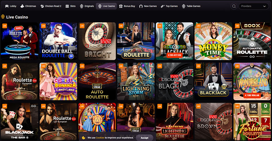 Live casino games.