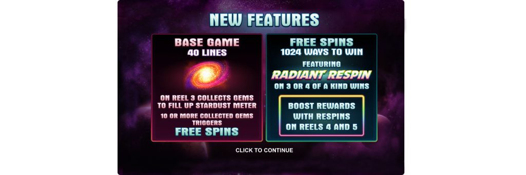 Stardurst slot bonuses.