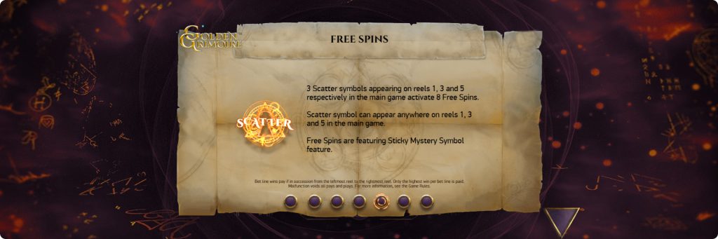 Golden Grimoire Free spins.