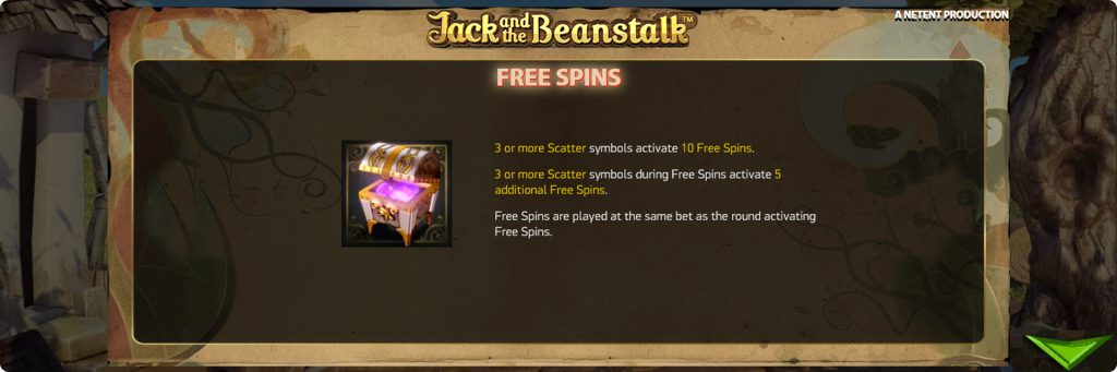 Jack and the Beanstalk free spins.