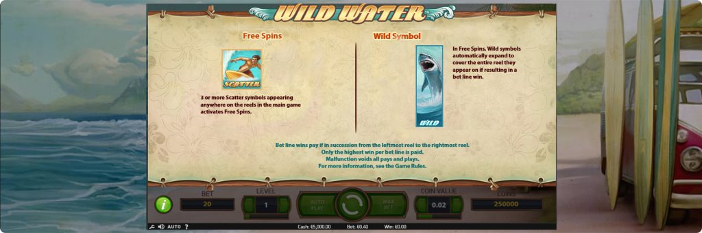 Wild Water slot machine wild and free spins.