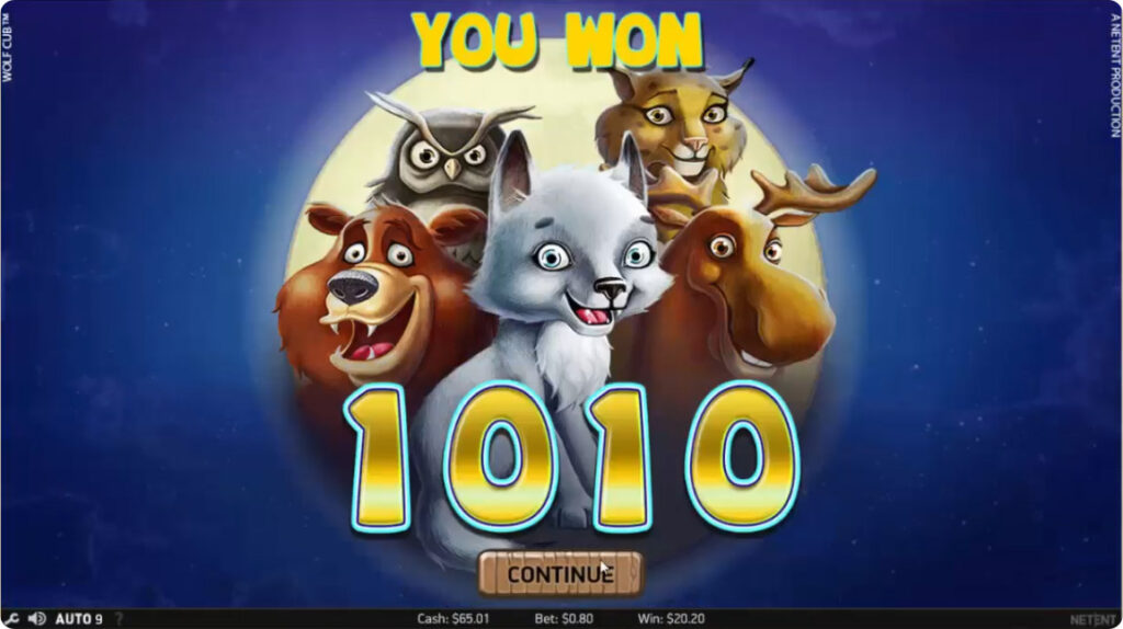 Wolf Cub slot win. 