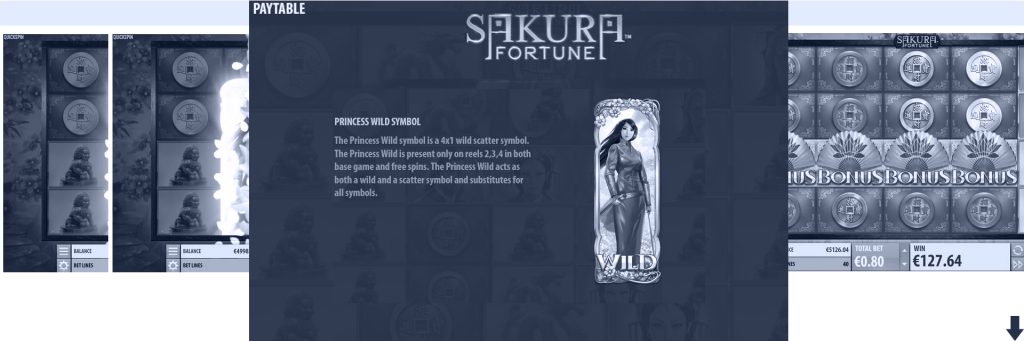 Sakura Fortune slot features.