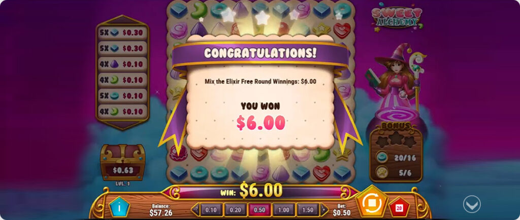 Sweet Alchemy slot win. 