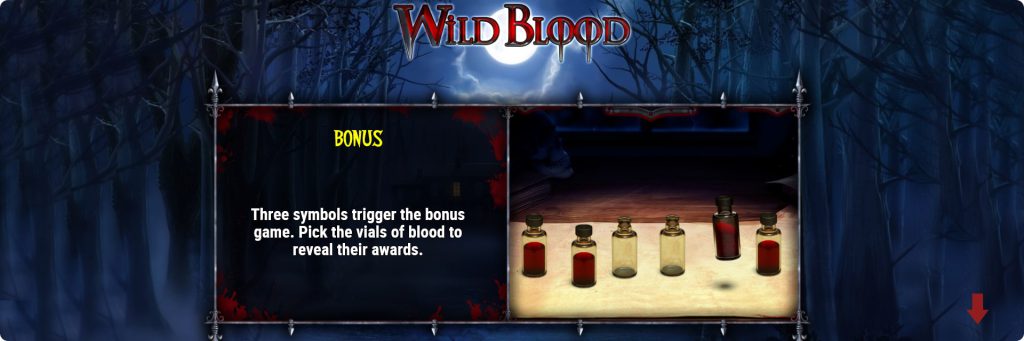 Wild Blood slot machine bonus.