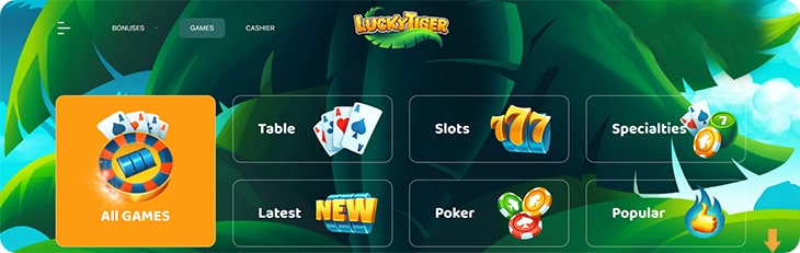 Lucky Tiger casino games.