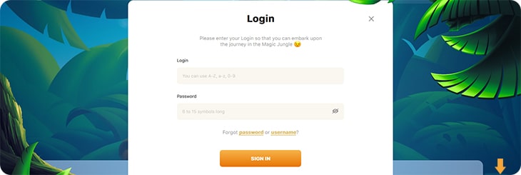 Lucky Tiger casino login.