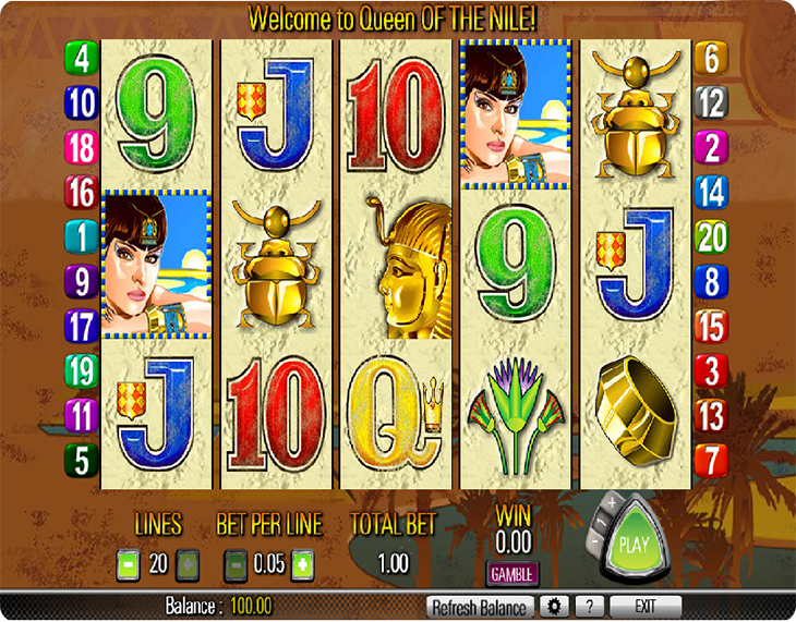 Queen of the Nile pokie game.
