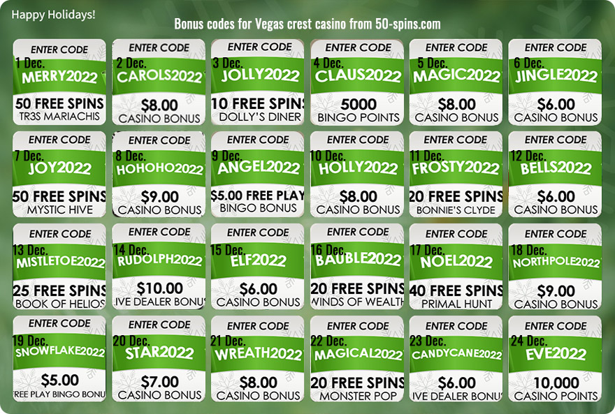 Online casino bonus codes for Christmas.