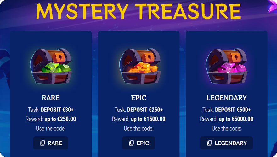 Mystery treasure with bonuses for online casino.